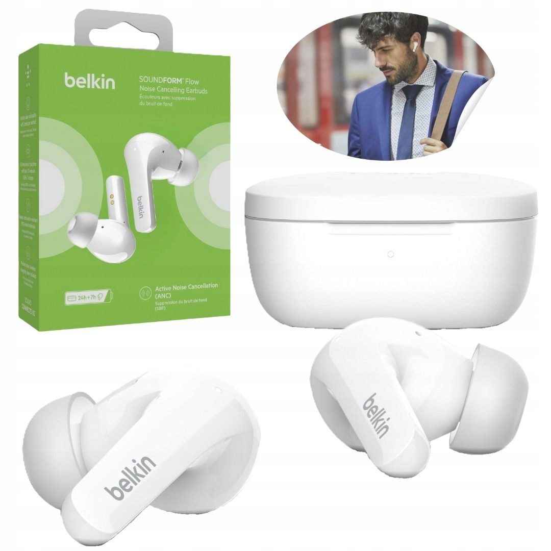 Bezdrátová sluchátka do uší s mikrofonem Belkin SoundForm Flow