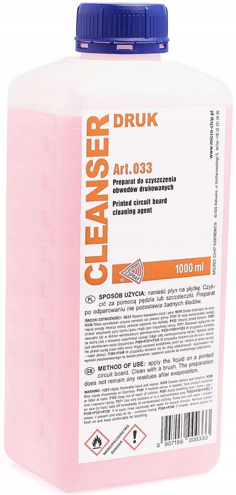 

Cleanser Druk, płyn do czyszczenia płytek druk. 1L