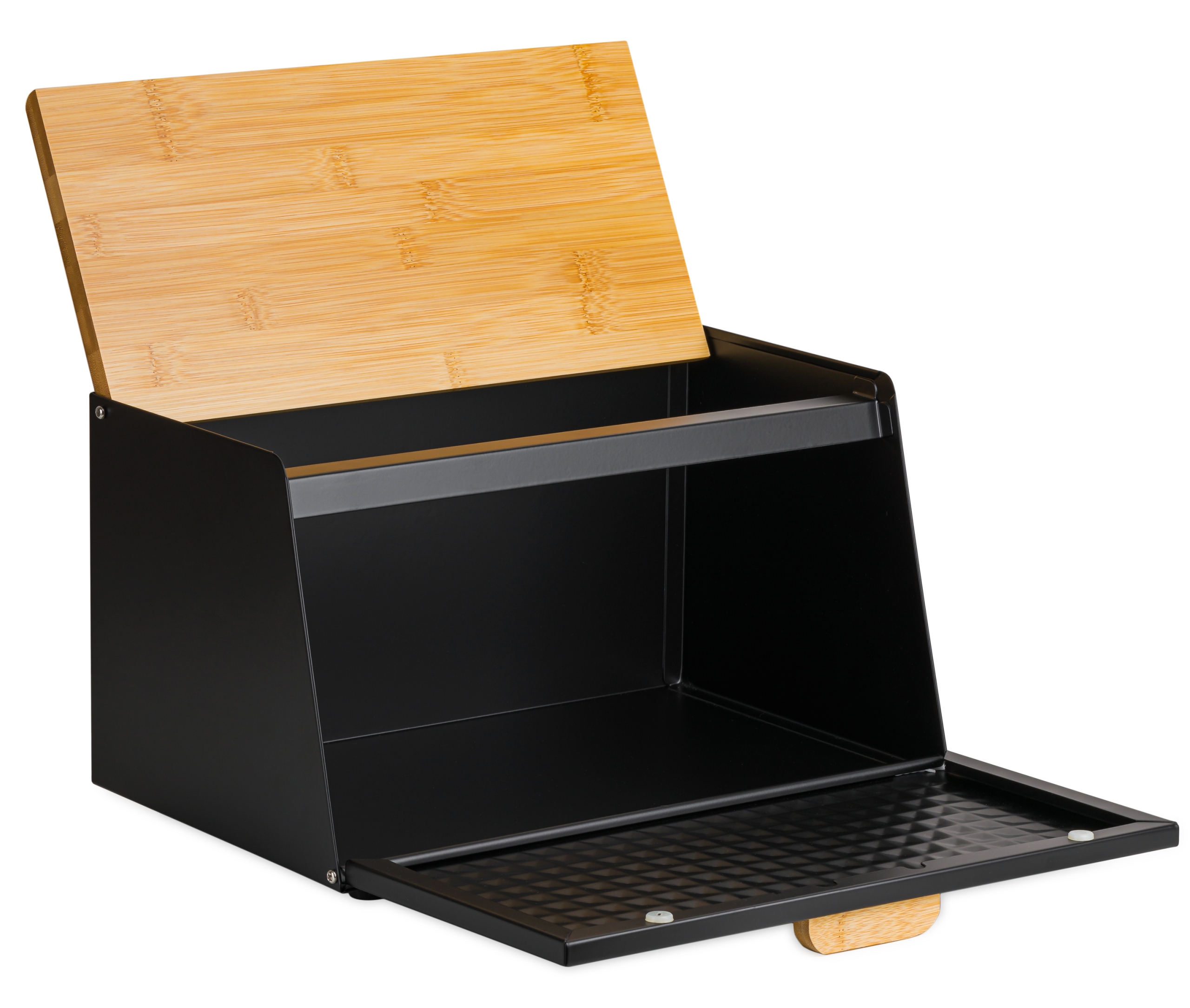 DUŻY CHLEBAK METALOWY Z DESKĄ POJEMNIK NA PIECZYWO CHLEB CZARNY BAMBUSOWY Rodzaj jednoczęściowy