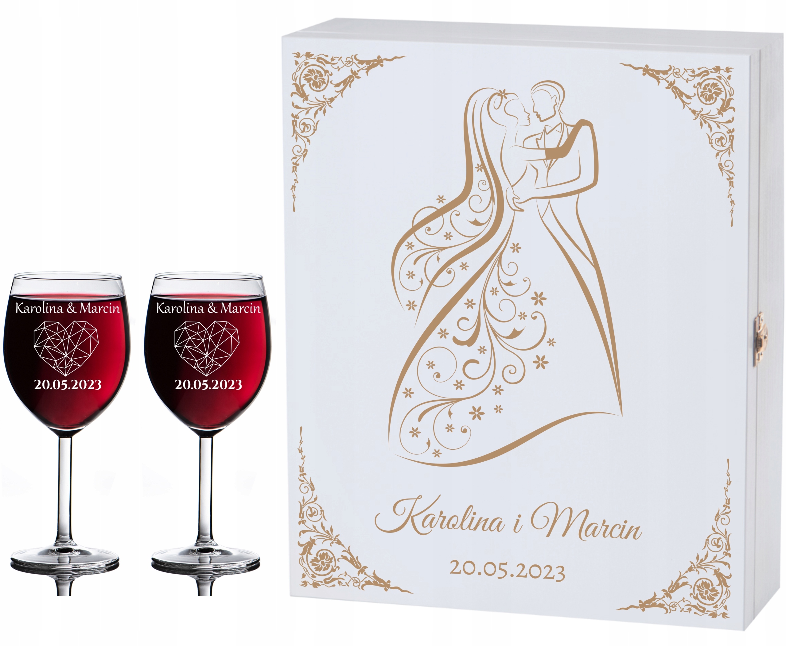 

Skrzynka Na Wino Kieliszki Z Grawerem Ślub