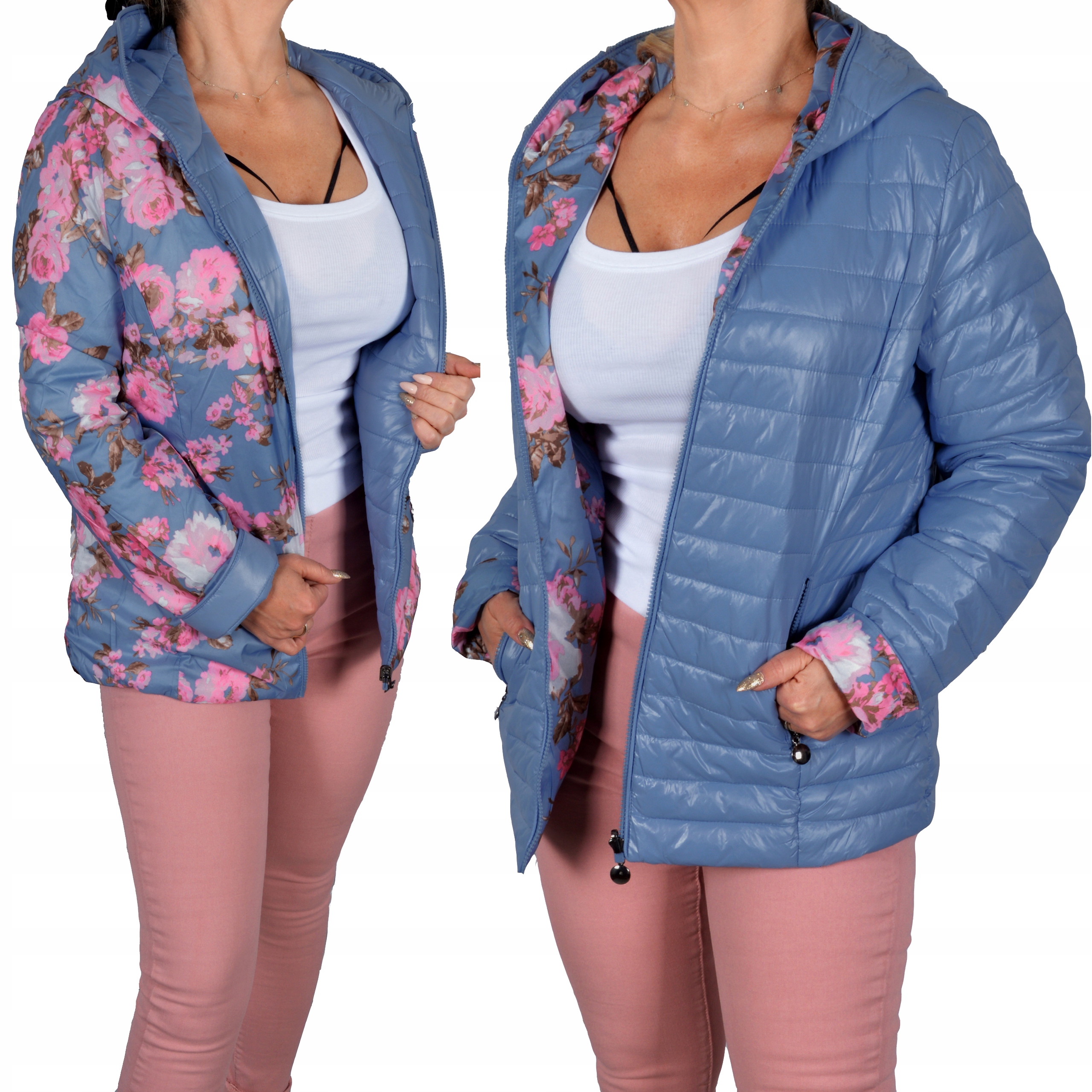 

Pikowana kurtka damska lekka dwustronna Plus Size
