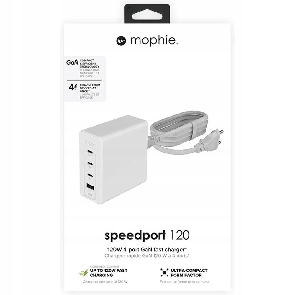 Mophie GaN Síťová Nabíječka 120W 3xUSB-C 1xUSB-A