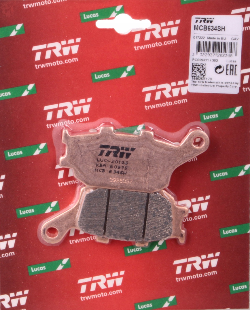 MCB634SH - ГАЛЬМІВНІ КОЛОДКИ TRW SUZUKI GSX 1250 2010-2014 ЗАДНІ