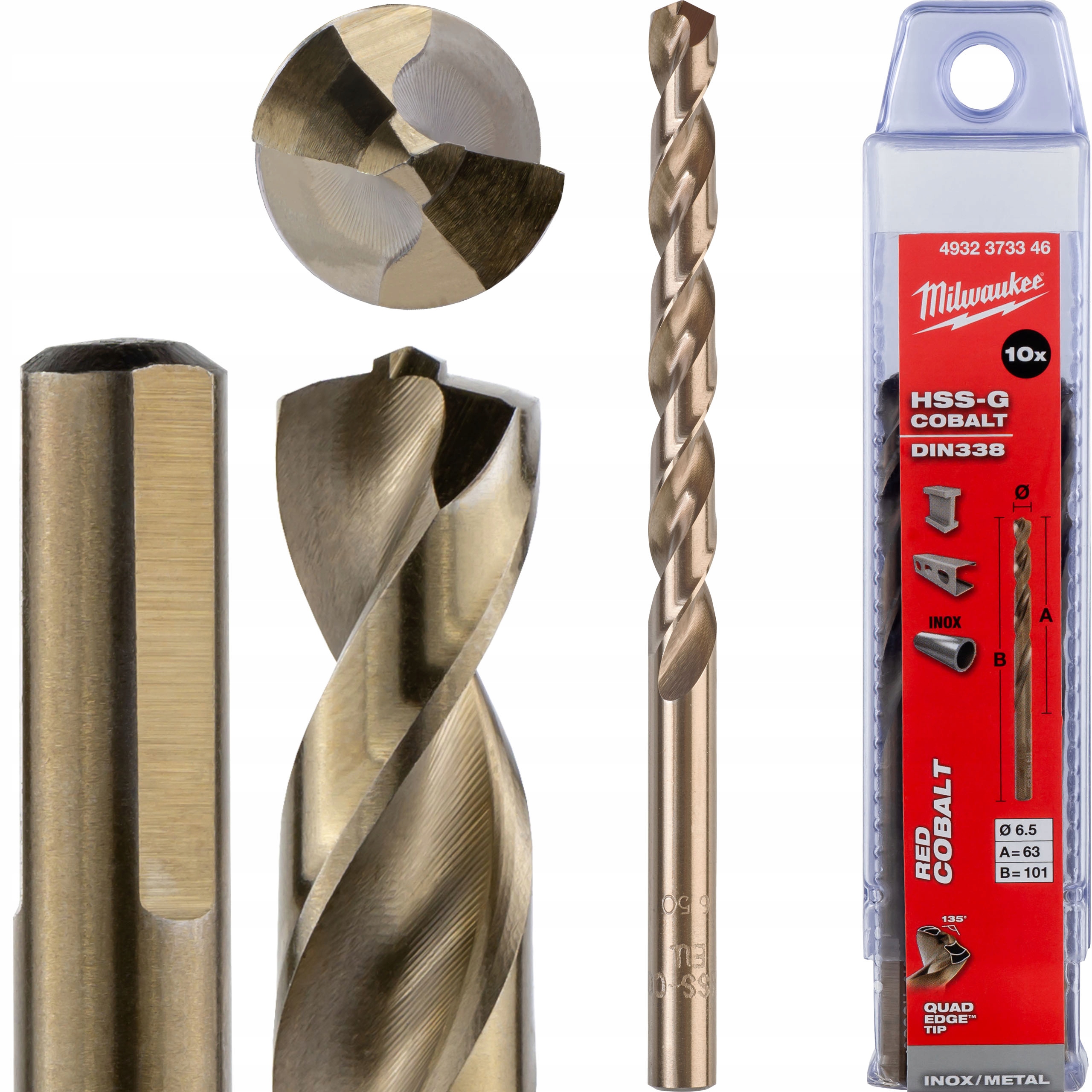 

Wiertła kobaltowe do stali nierdzewnej 6,5mm 10szt