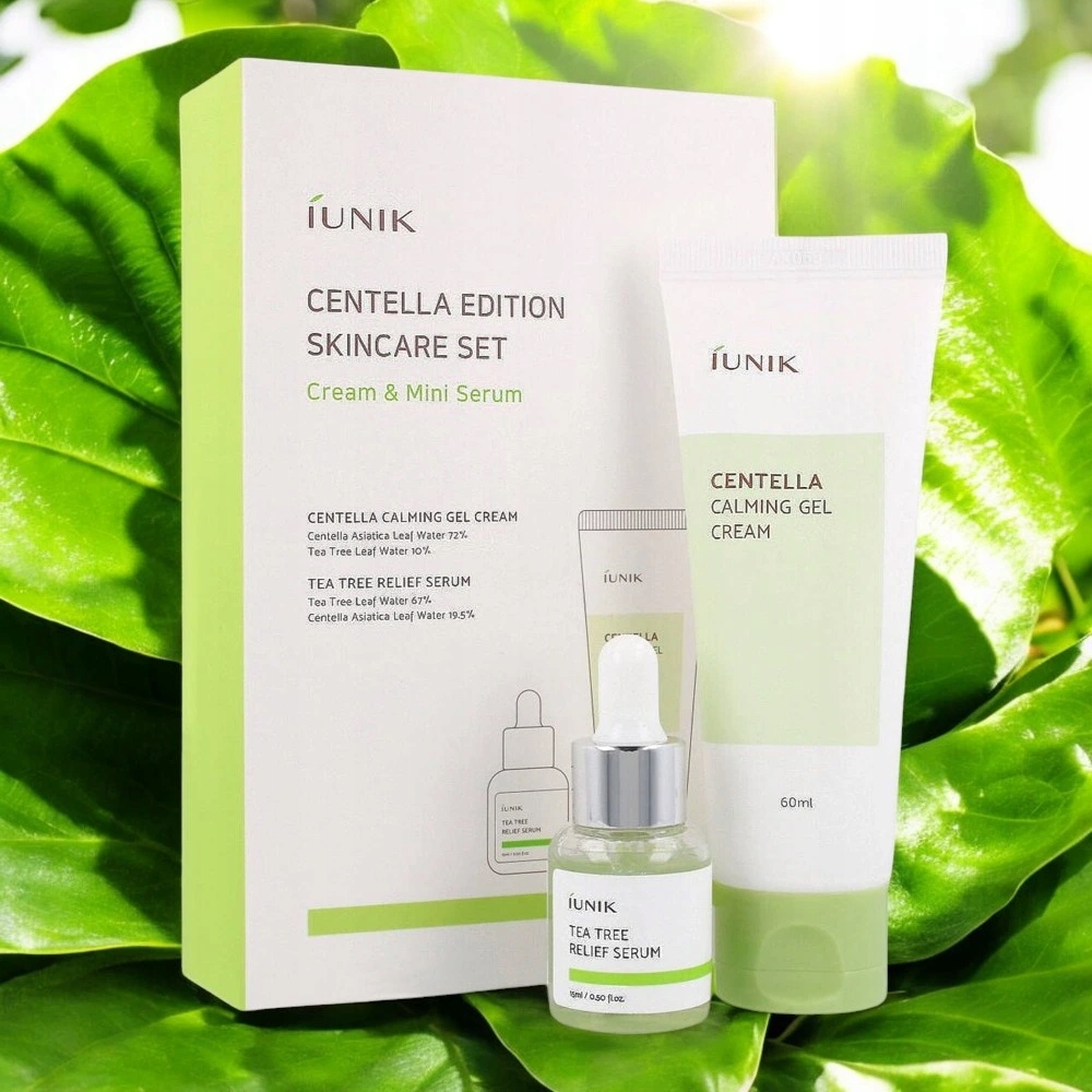 IUNIK SET Centella Edition (Centella Gel Cream 60 ml + Tea Tree Serum 15 ml) - Łagodząco-nawilżający zestaw do pielęgnacji twarzy — 7