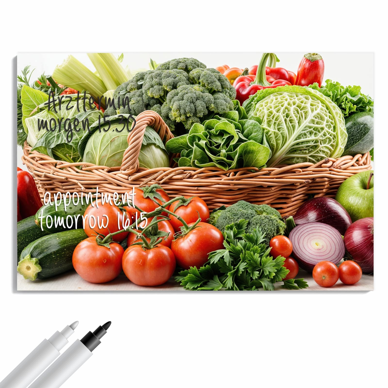 Magnetická tabule Svěží Zelenina Košík 60 × 40 cm