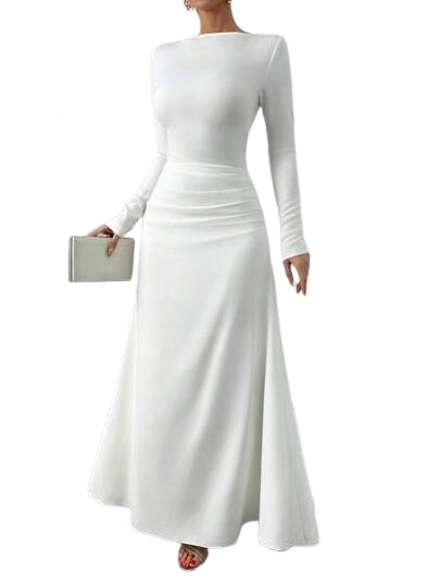 Shein Dlouhé Bílé Šaty S Dlouhým Rukávem, Velikost M 1KC