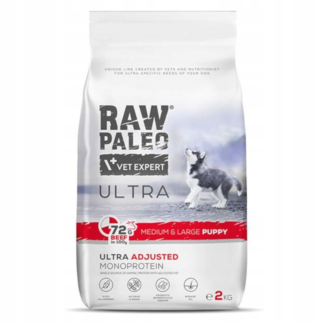 Levně Raw Paleo Ultra Beef Medium Large Puppy 2kg Krmivo s hovězím masem pro štěňata