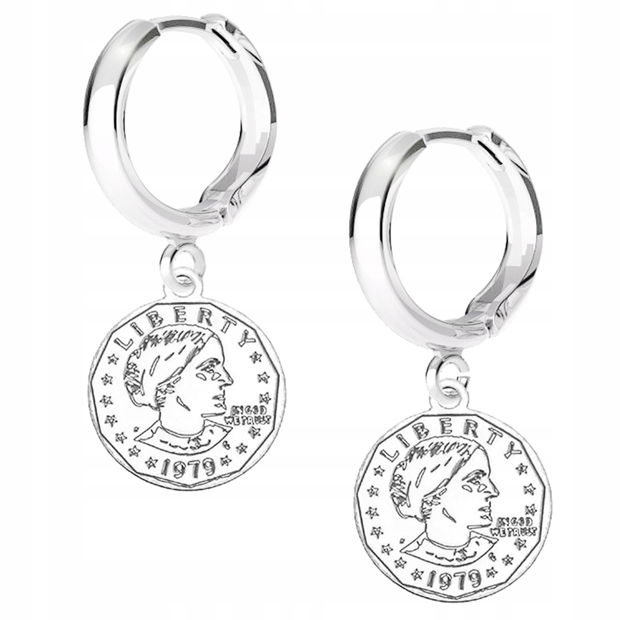 Stříbrné náušnice Mince Peníze 925