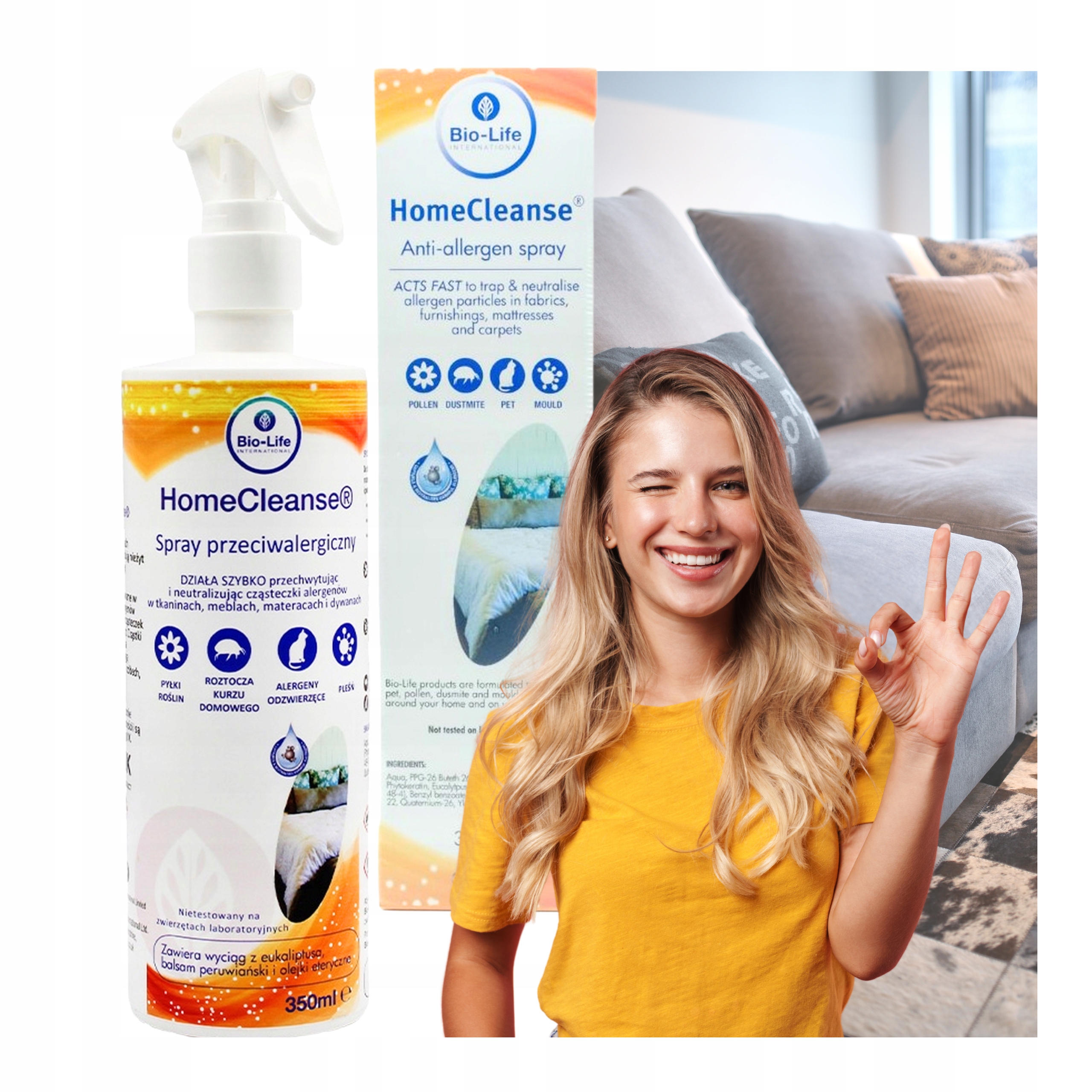 Antialergický sprej na nábytek odstraňuje alergeny zvířecích chlupů 350 ml