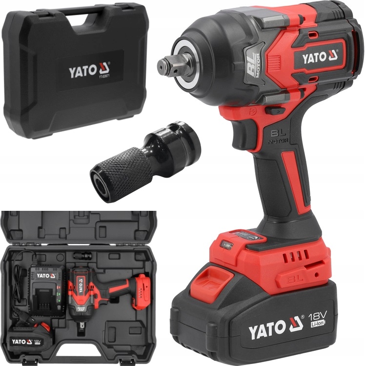 Yato Rázový Uťahovák Bezkartáčový Akumulátorový 18V 1/2'' 1200NM 4Ah Adaptér