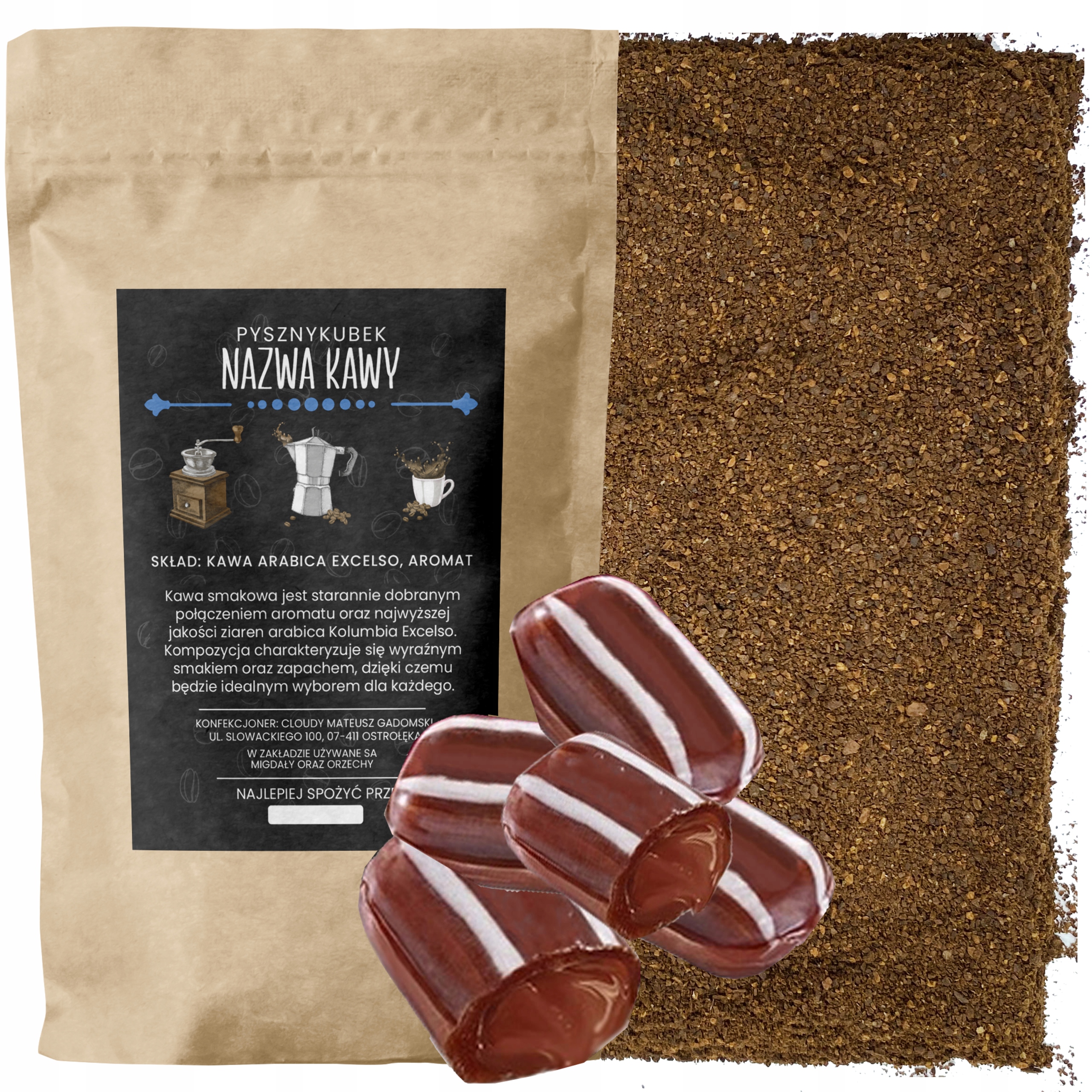 Kawa Mielona smakowa Cukierki Kukułki 1000G 1KG