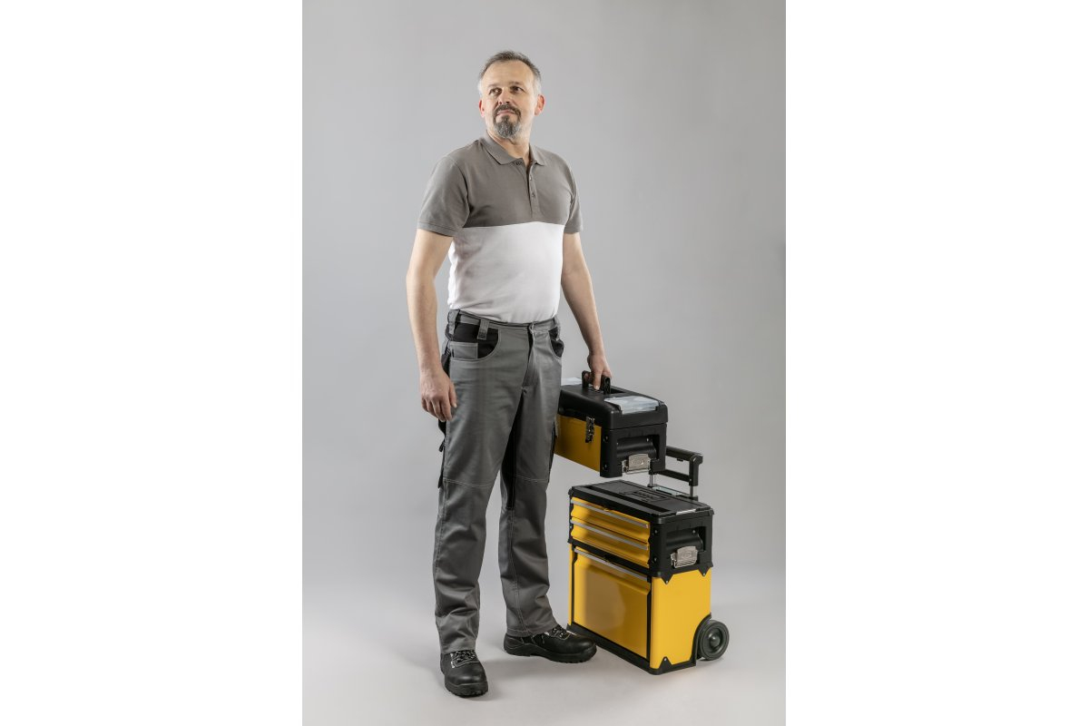 URFT Polo bawełniane biały/tytanowy 2XL Hogert Marka Hoegert Technik