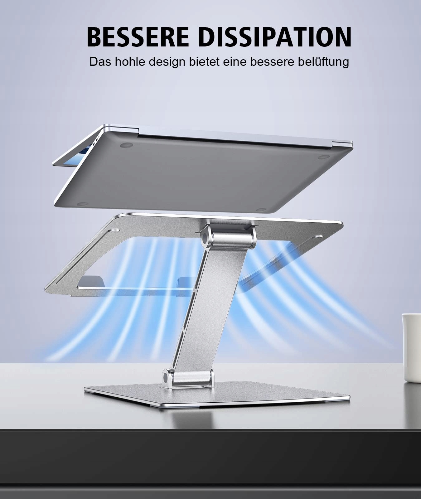 GLANGEH REGULOWANY STOJAK NA LAPTOPA ALUMINIOWY KOMPATYBILNY Z MACBOOK — miniatura 7