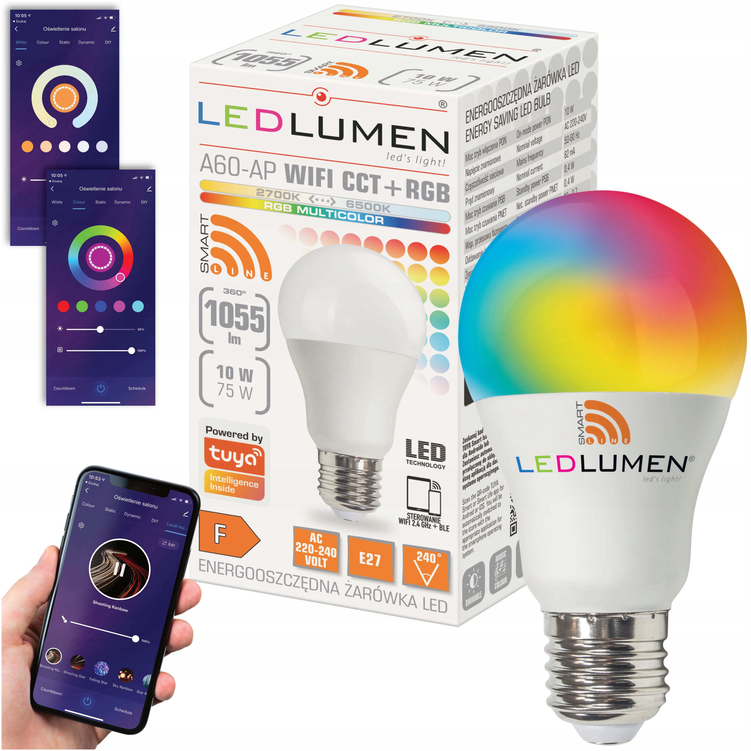 

Żarówka Led E27 10W Rgb+cct Wifi Tuya Smart Life