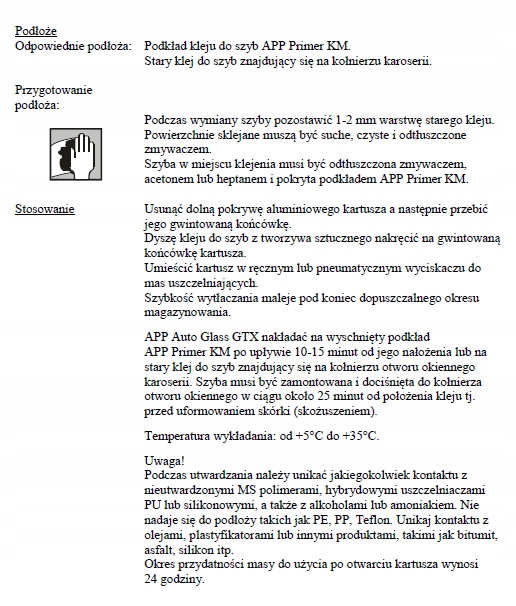 APP AutoGlass GTX SZYBKI KLEJ DO MONTAŻU SZYB 2022 Kolor czarny