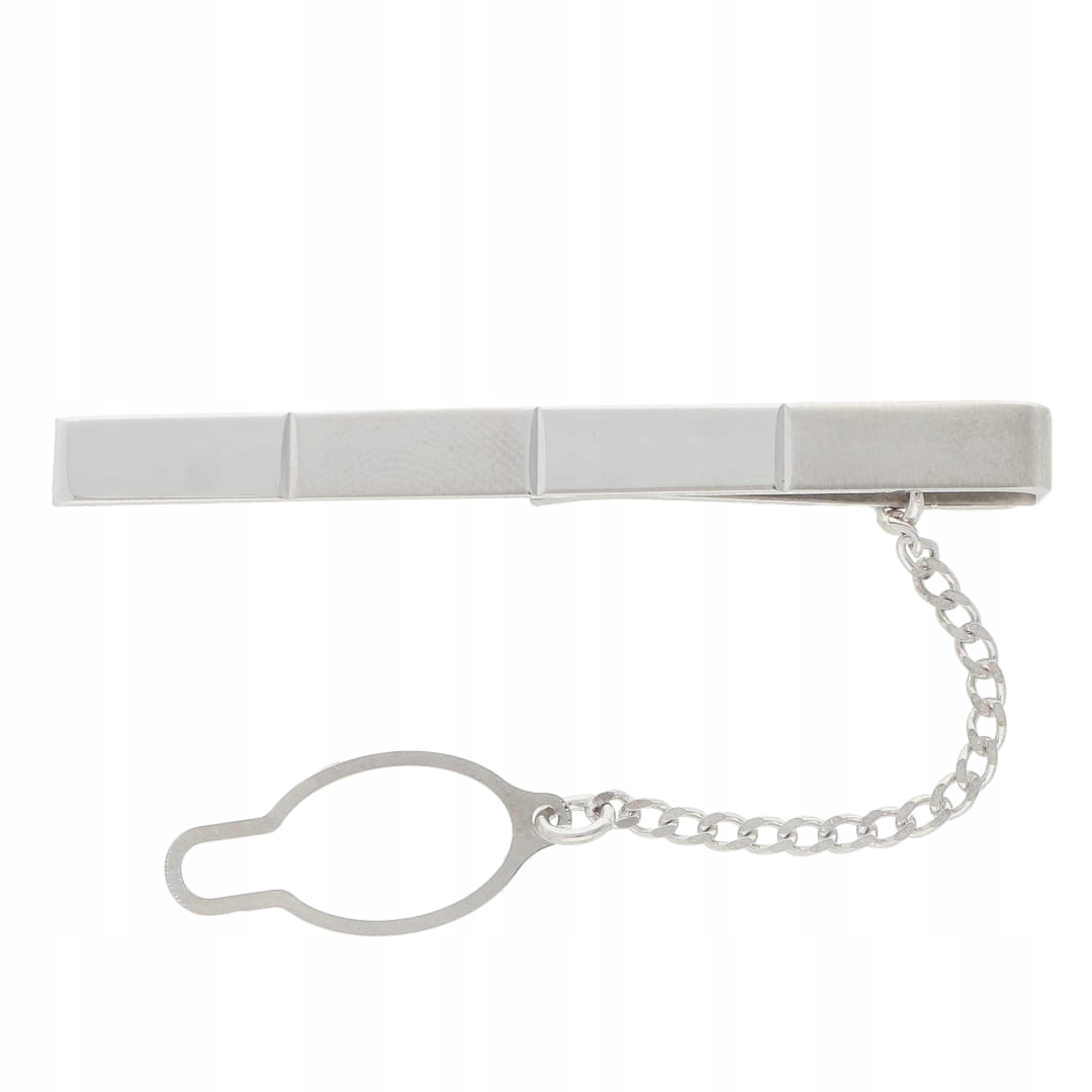 Saténová spona na kravatu, stříbro rhodiované