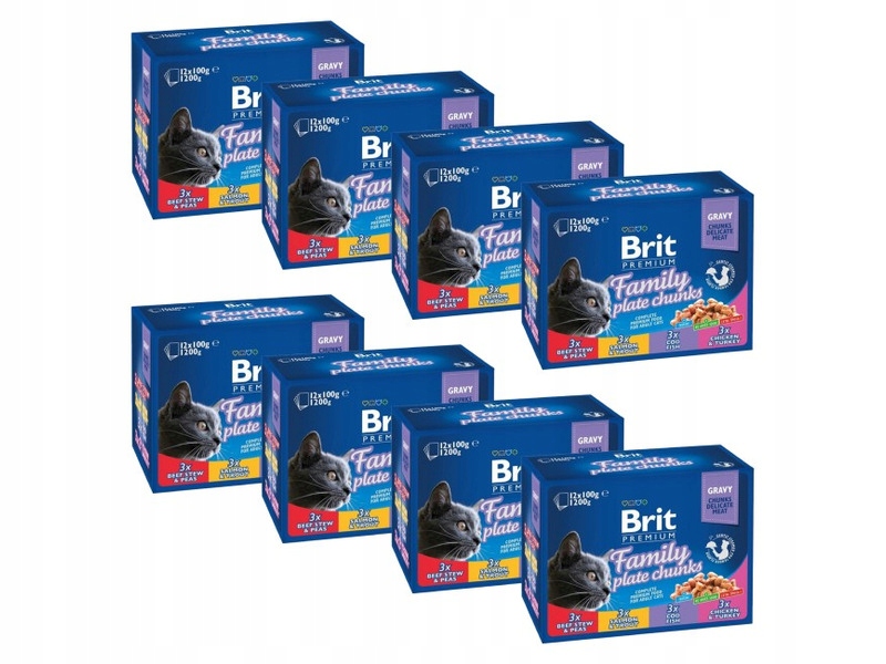 Karma dla kota Brit Family Plate Chunks Mix smaków (8 x 12 x 100g)