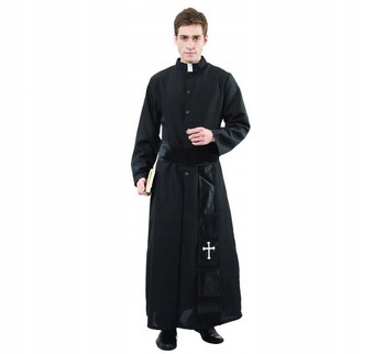 Kostým Kněz řeholník sutana mnich duchovní L/XL