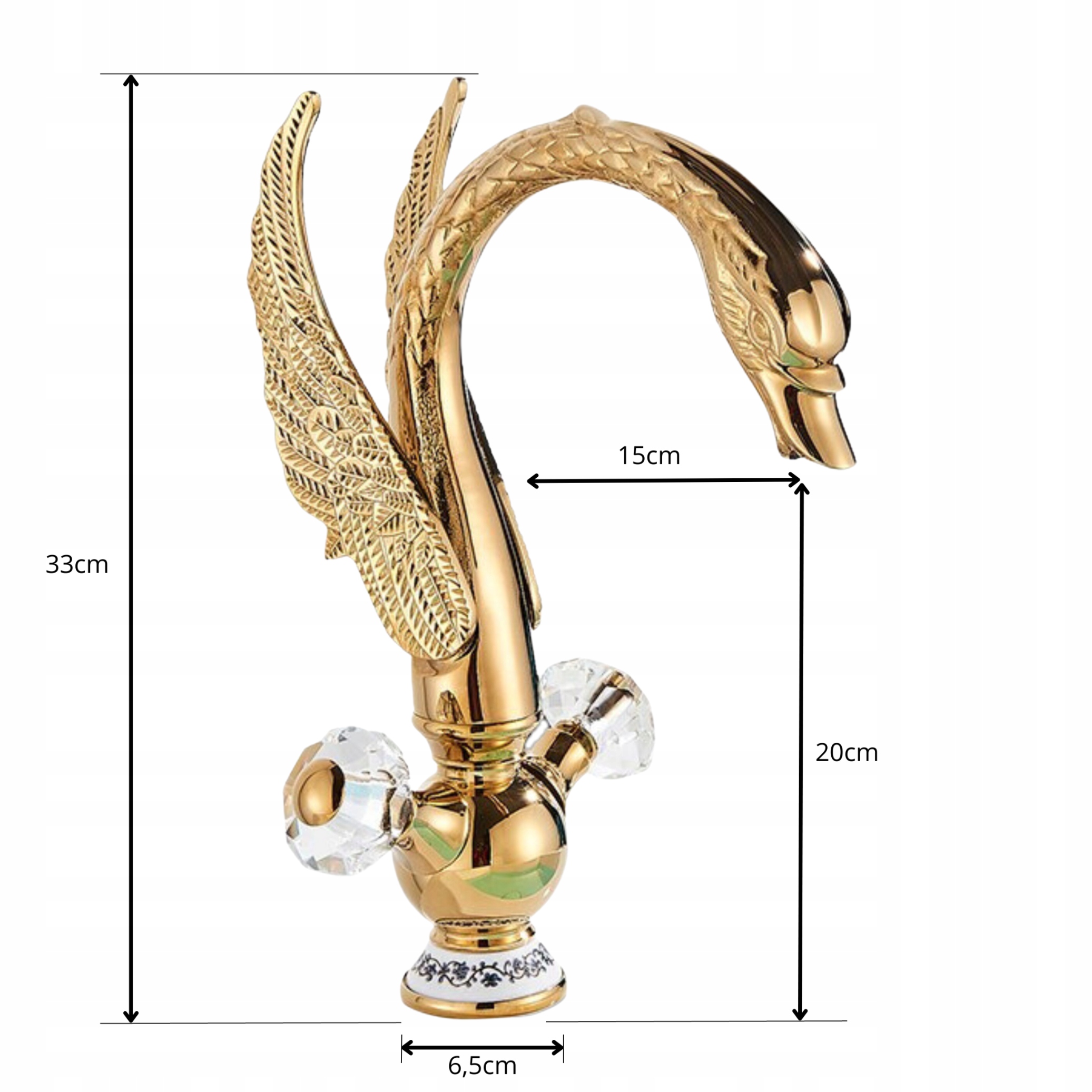 BATERIA LAZIENKOWA STOJĄCA NABLATOWA UMYWALKOWA GLAMOUR MOSIĄDZ ZŁOTA ARI Linia SWAN