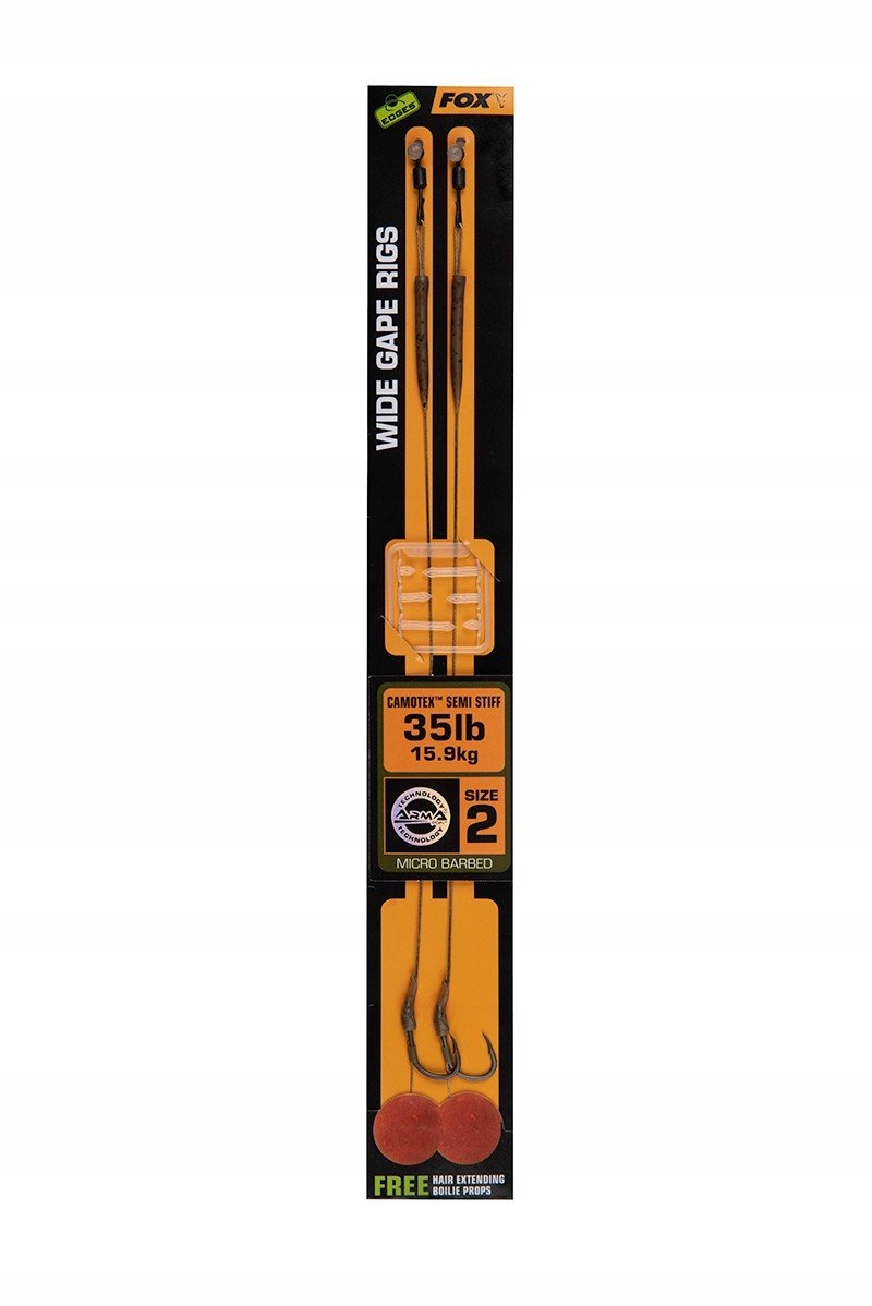 Przypony Karpiowe Fox Edges Wide Gape Camotex Zadzior 35lb/15,9kg 2