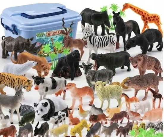 FIGURKI ZWIERZĄT DO ZABAWY SAFARI ZOO ZESTAW 58 EL.