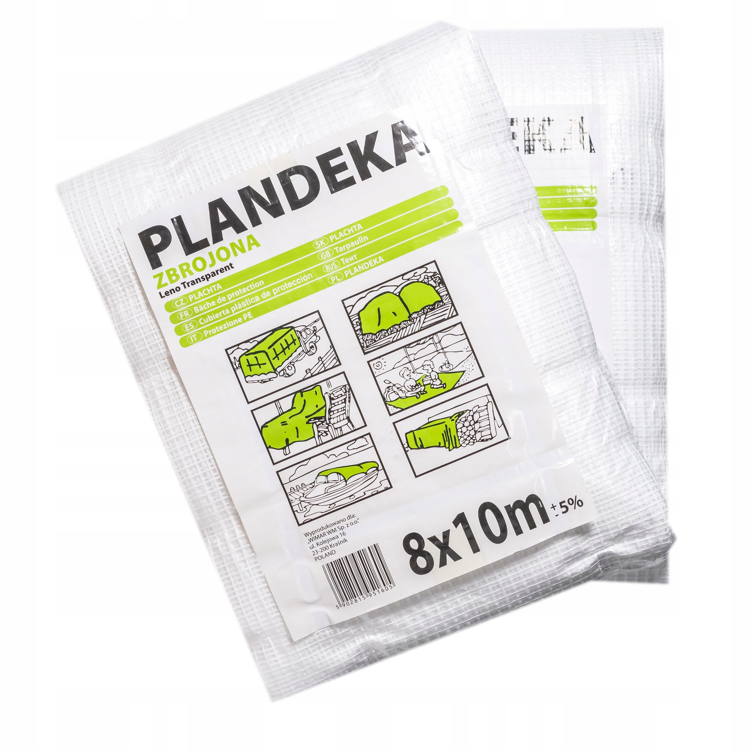 Pe Zosilnená Plachta, 100g/m2, priehľadná leno väzba 8x12m