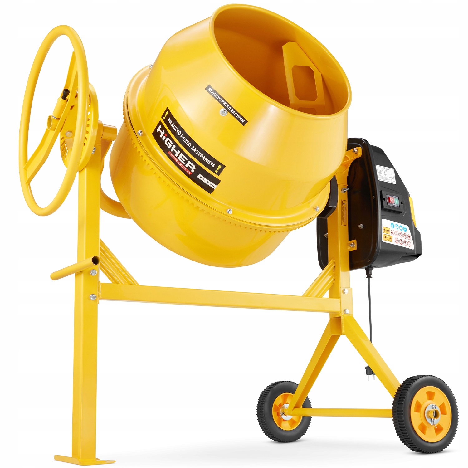 Stavební míchačka betonu Higher míchačka 120L 500W 230V litinový věnec