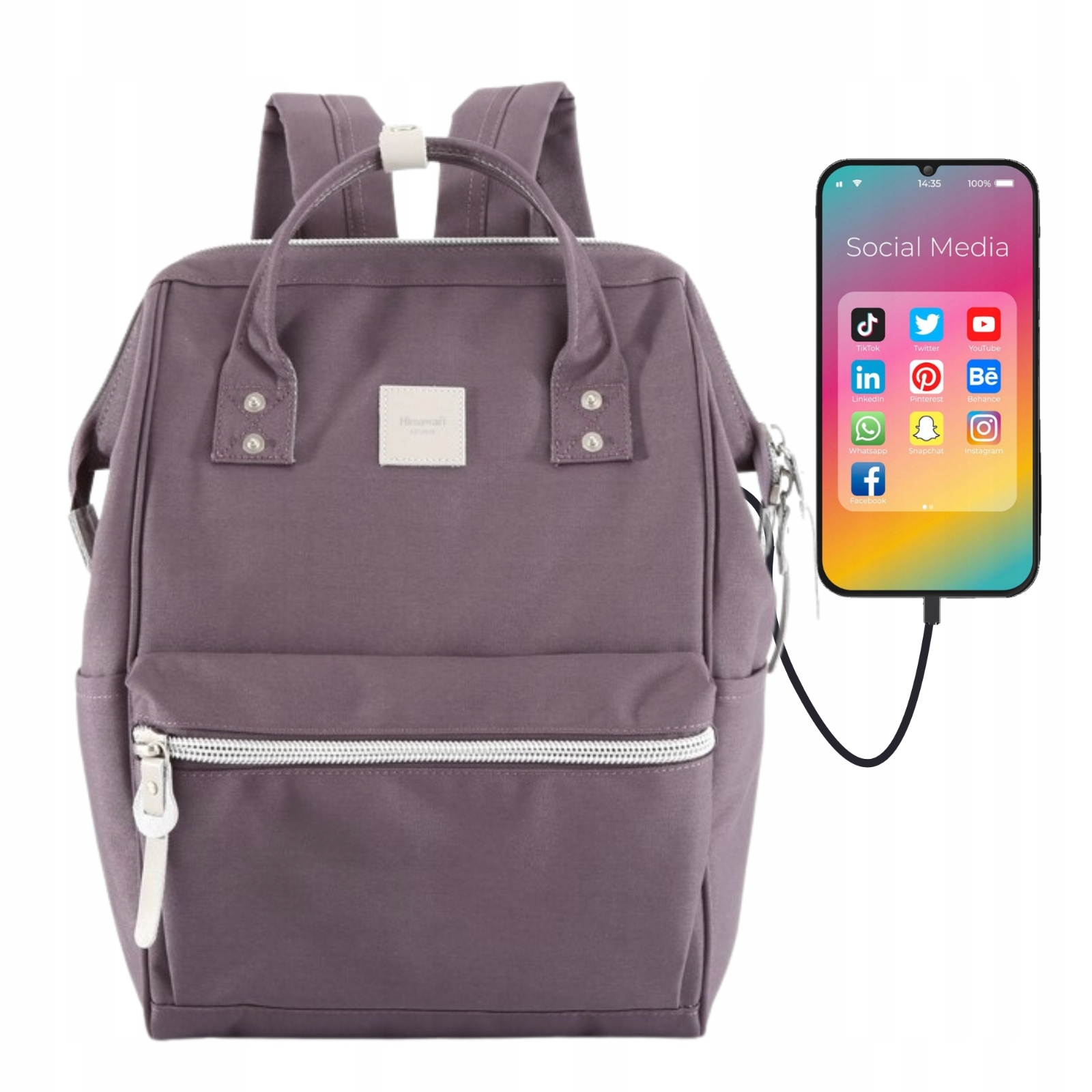 Batoh s Usb, místo pro notebook Himawari, módní, prostorný