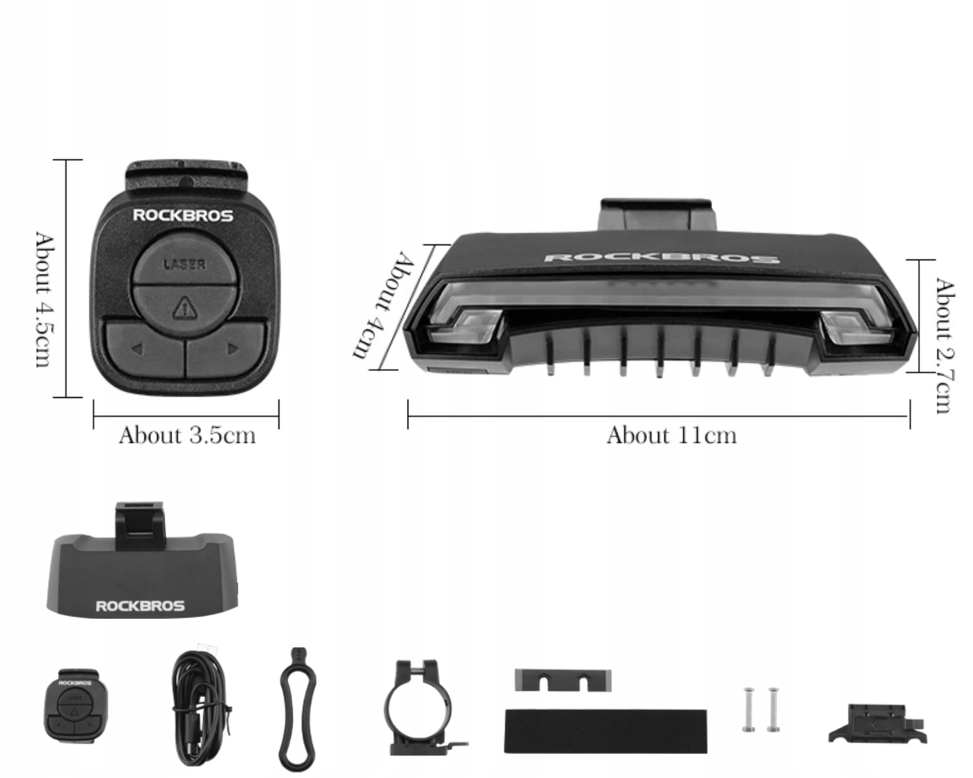 Lampka tylna z laserem STOP kierunkowskazy USB pod siodełko ROCKBROS LKWDR1 Liczba trybów świecenia 5