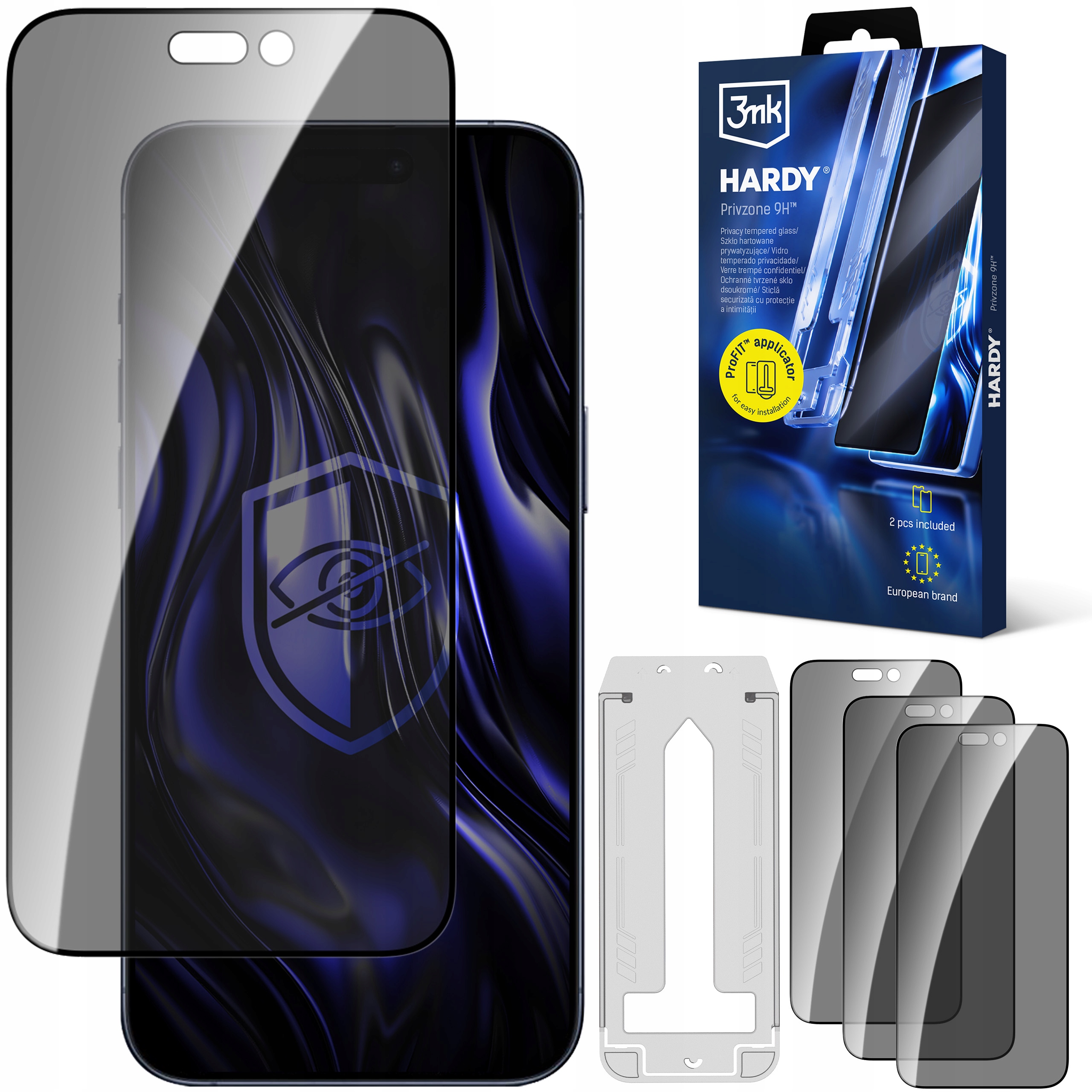 4x Tvrzené sklo s privátním filtrem 9H 3mk Hardy na displej pro iPhone 17 Pro Max