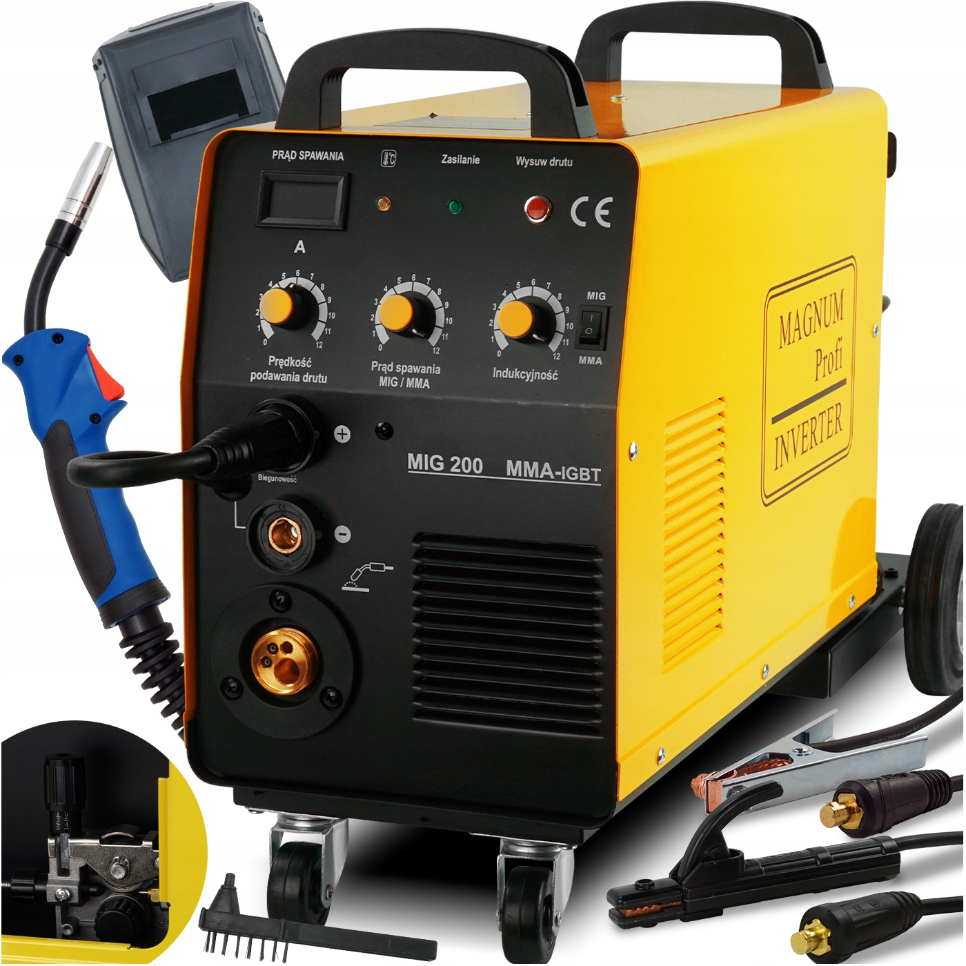 Spawarka inwertorowa Magnum MIG/MAG 200A KN MMA IGBT MIGOMAT 230V PODWOZIE