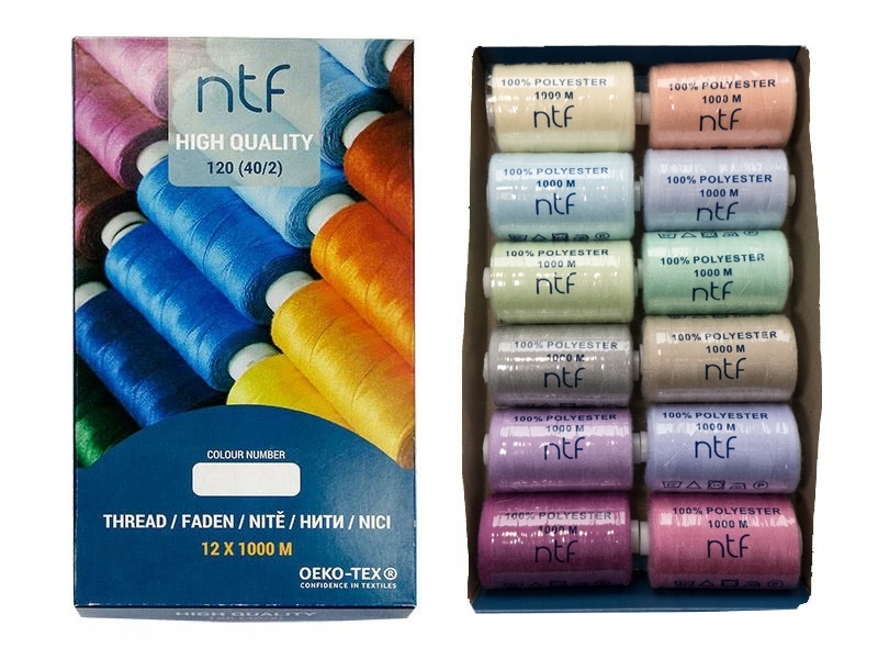 Nici poliestrowe 120 (40/2) 1000x12 Pastelove zest