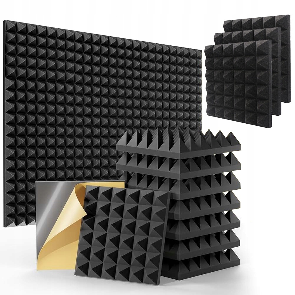 Akustické Stěnové Panely 30X30X5 CM Pyramida Pohlcování Zvuku 24 Ks