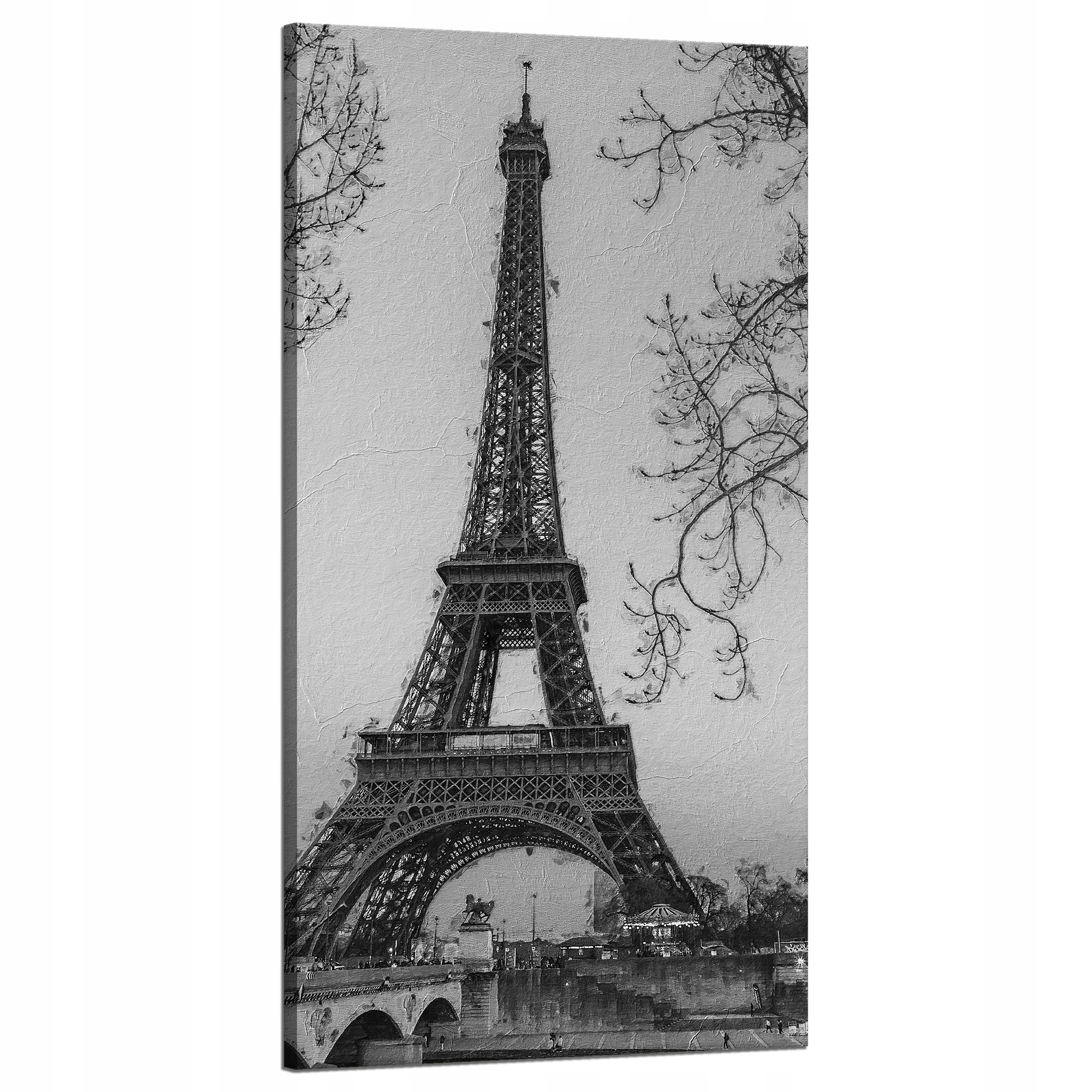 Obraz na plátně Černobílá Eiffelova věž Francie Retro 60x120 cm