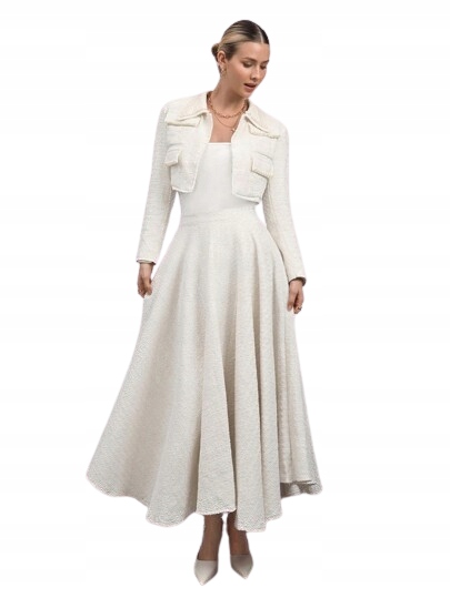 Shein Krátká Texturovaná Sako V Ecru S Kapsami 1KC