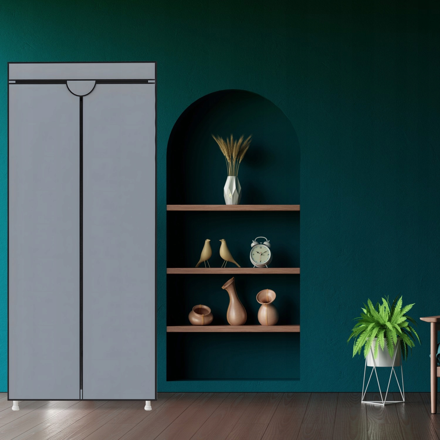 SZAFA MATERIAŁOWA TEKSTYLNA SKŁADANA GARDEROBA ORGANIZER NA UBRANIA PÓŁKA Liczba półek 1