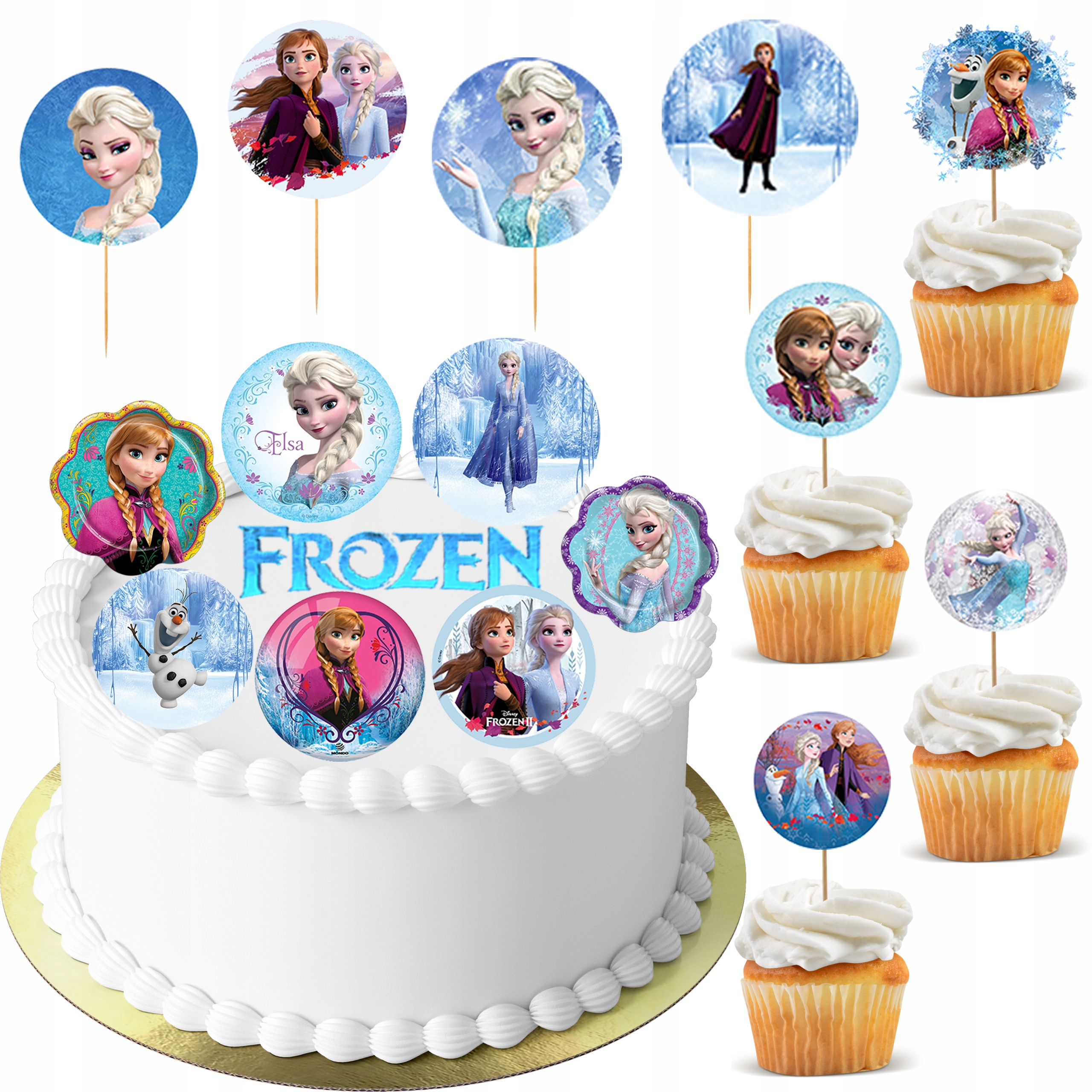 TOPPER KRAINA LODU ELSA ANA NA TORT BABECZKI POSTACI 16 sztuk