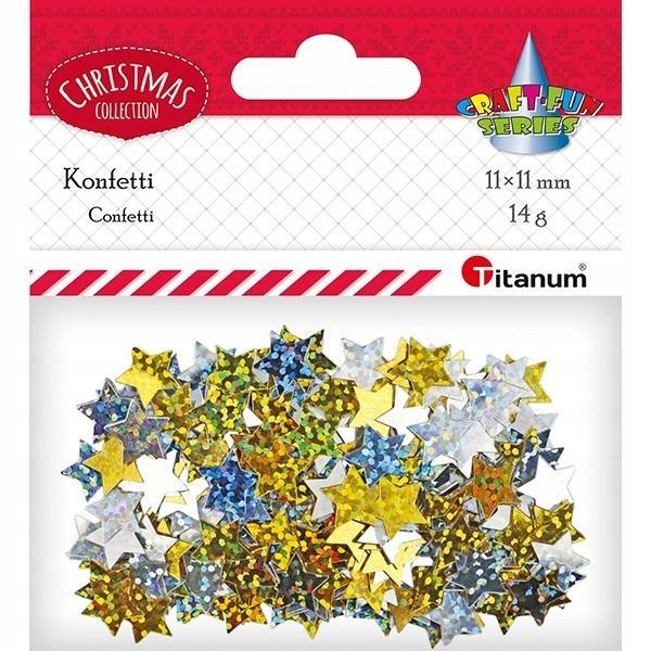 KONFETTI GWIAZDKI ZŁOTE, SREBRNE HOLOGRAM 14G