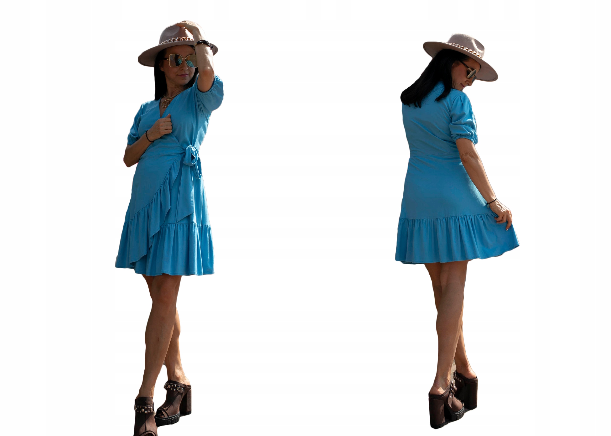 Lemonada modré obálkové šaty s volánikom 38