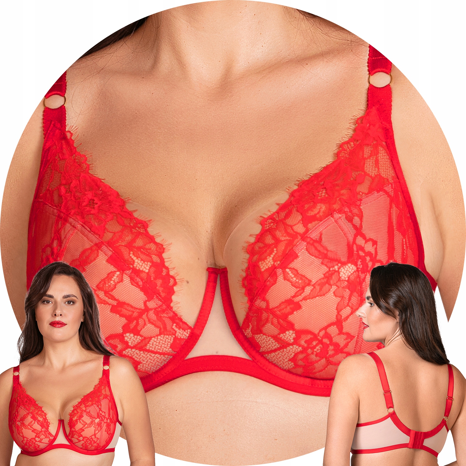 Vivisence 1084 czerwony koronka Biustonosz soft 80F Miękki