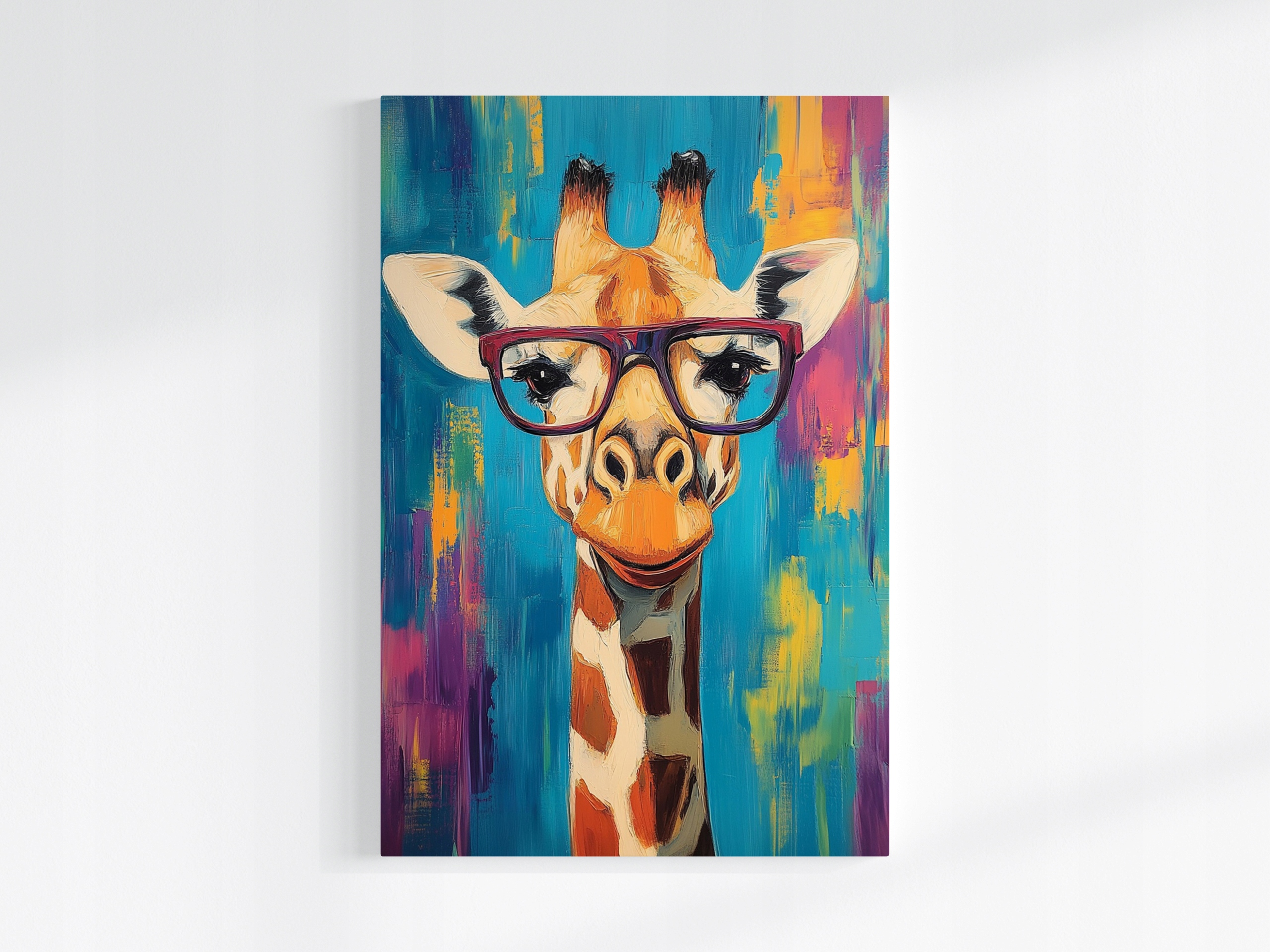 Obraz Na Plátně Canvas Portrét Žirafa Brýle Pop-art Hipster Funky 80x120