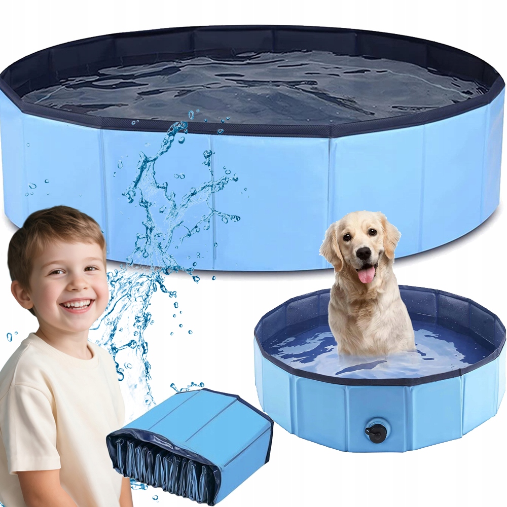 Bazén Pro Psa Velký Zvířata Rozpěrný Zahradní Skládací Modrý 100x30cm