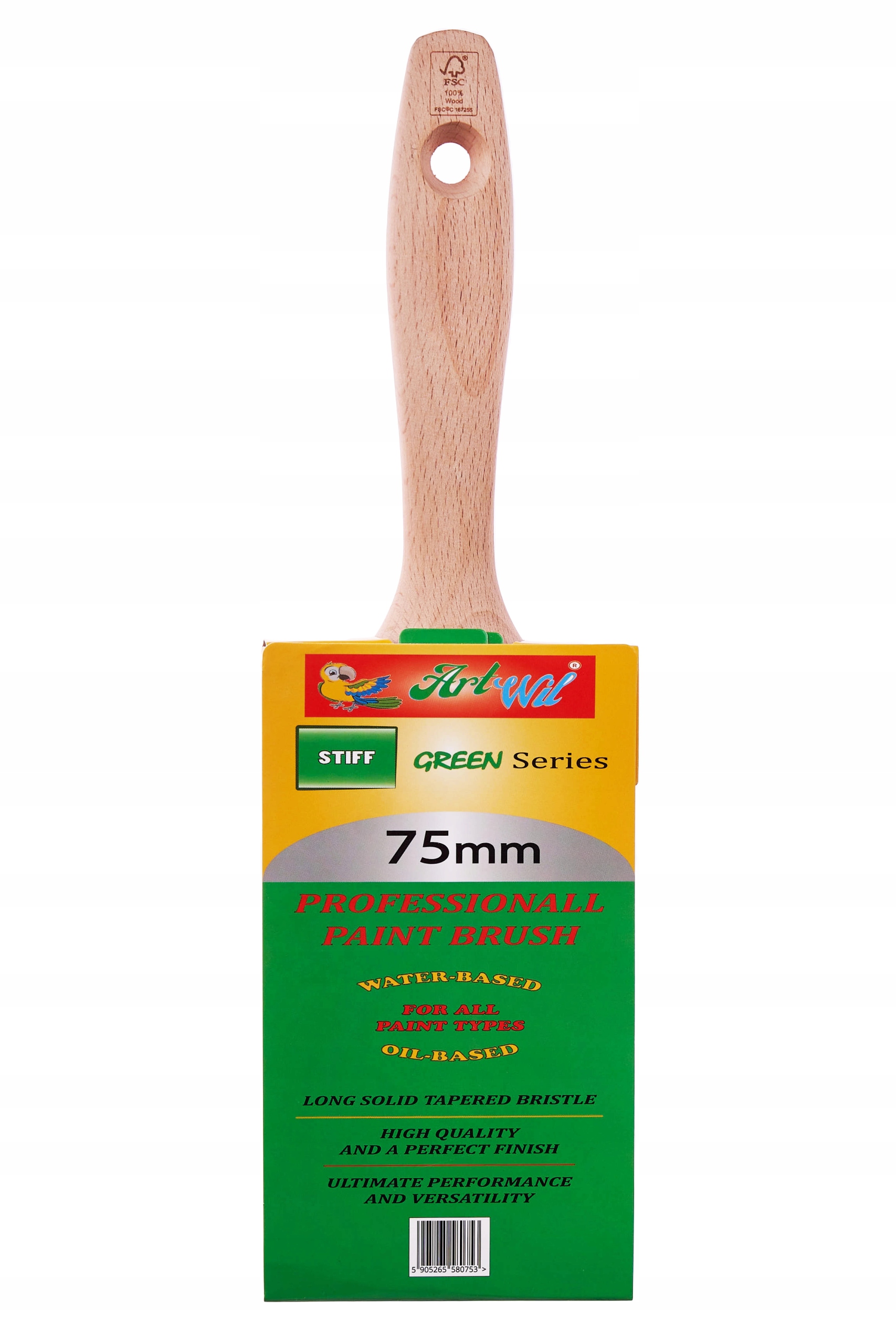 PROFESJONALNY PĘDZEL MALARSKI PŁASKI ARTWIL 75mm Szerokość pędzla 7.5 cm