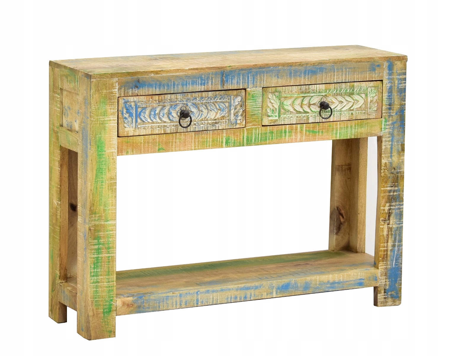 Konsola kolonialna indyjska lite drewno mango przecierana shabby chic