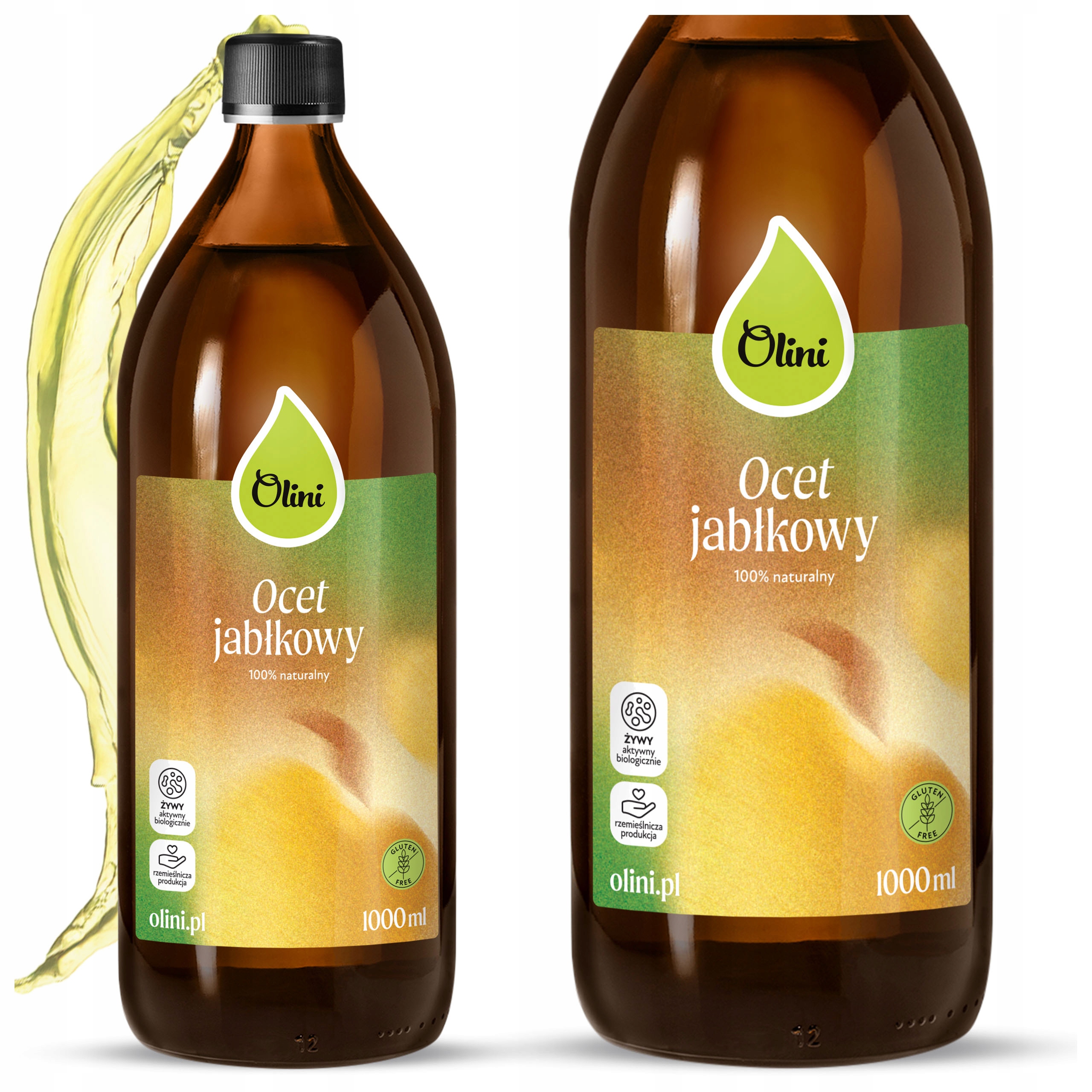 Levně Jablečný ocet Olini 1 litr nefiltrovaný, pro diabetiky, z polské jablek