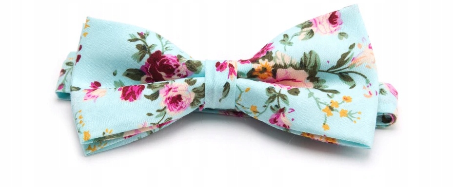 

Piękna mucha Muszka Męska niebieska w kwiaty