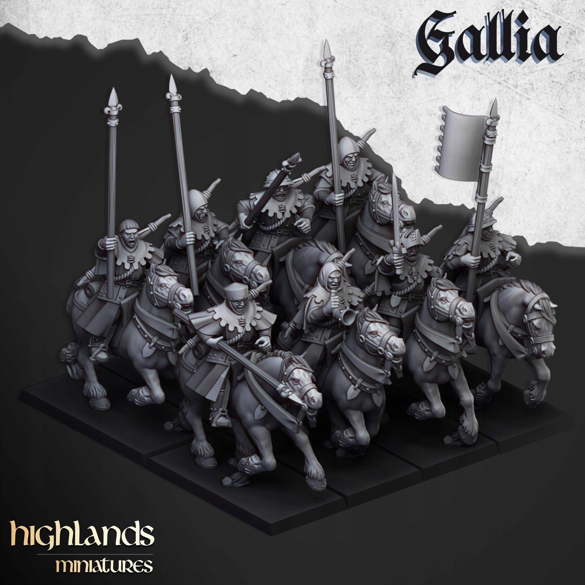 Gallia Mounted Men at Arms x10 CMD - Highlands Miniatures