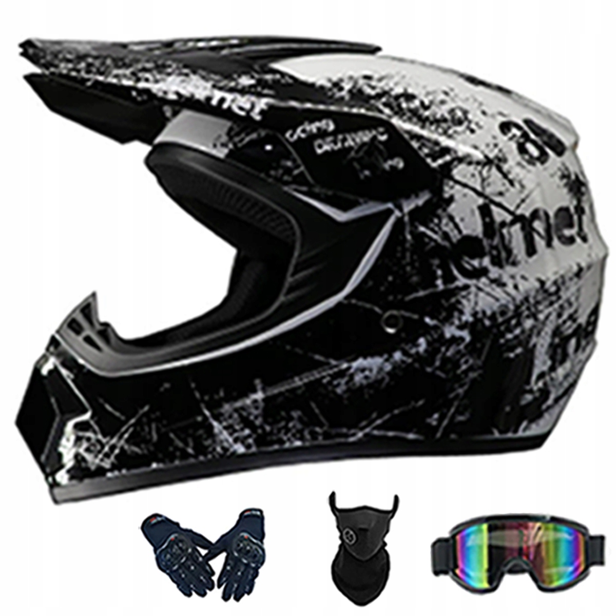 Motocyklová Přilba Lehká Enduro Quada Brýle Rukavice Maska M