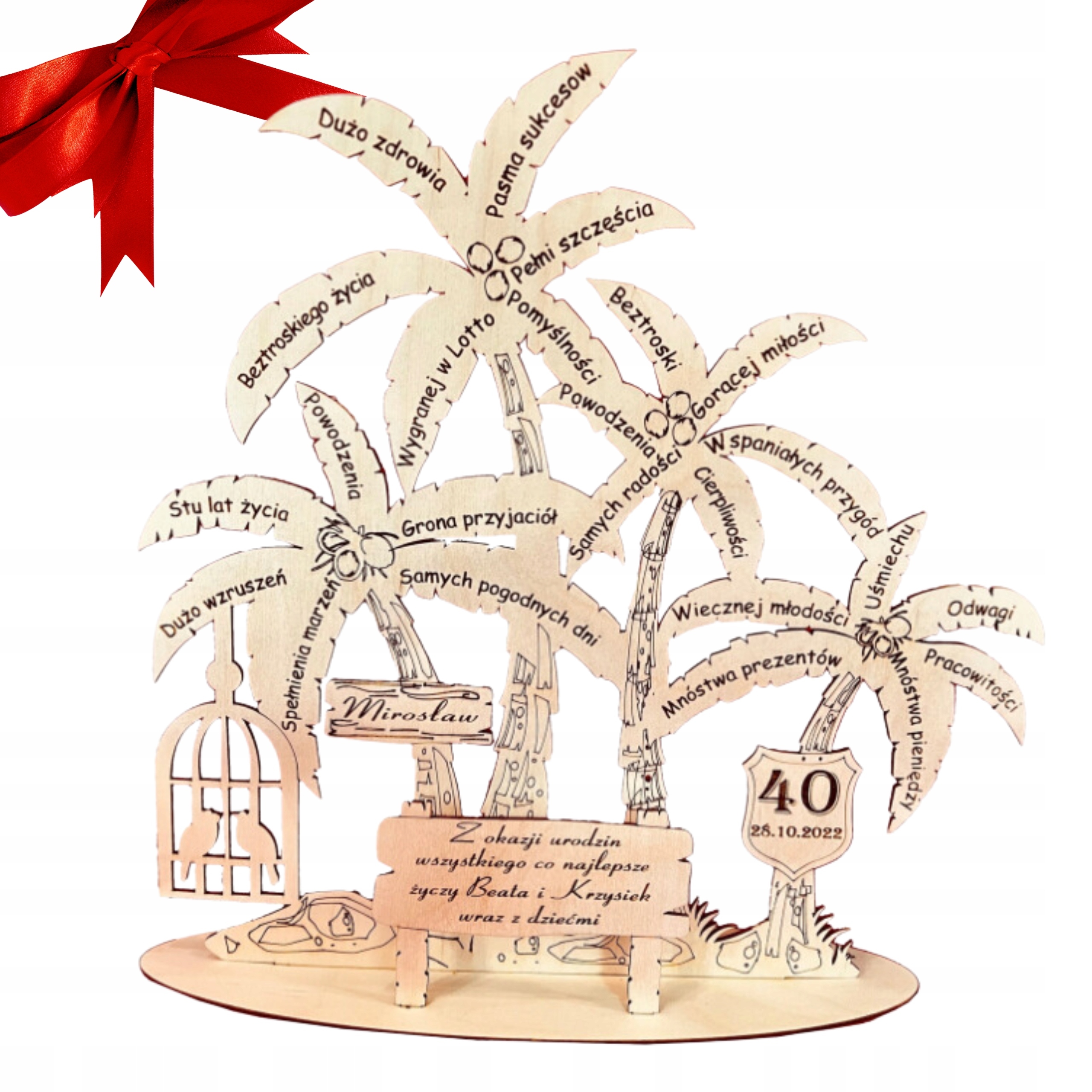Gravírované stromy – narozeninové palmy s přáním Polský